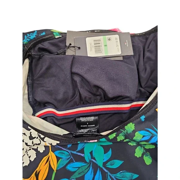 $118 Tommy Hilfiger Ruffle Strapless One-Piece Swimsuit Sz 8